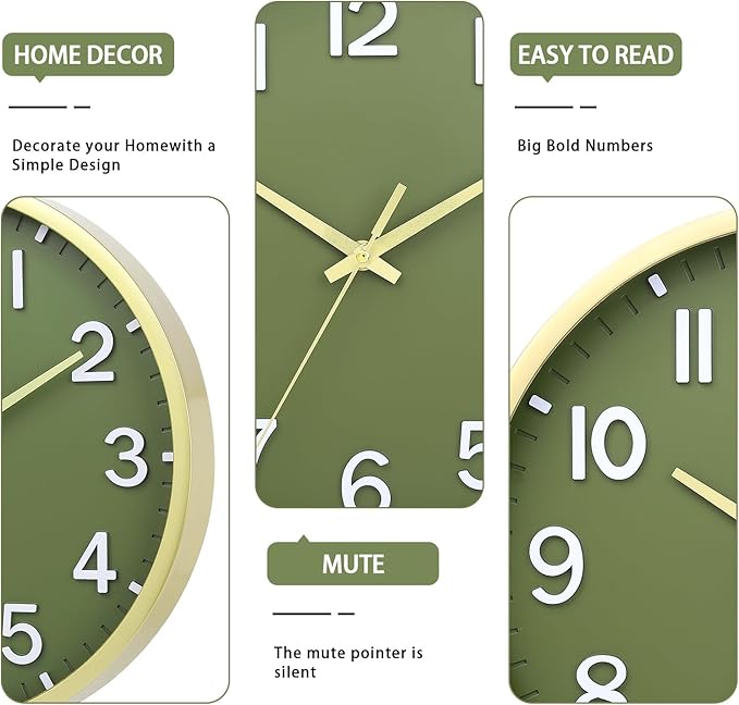Wall Clocks Battery Operated 12 inch Modern Wall Clock, Silent Non Ticking Wall - Image 3