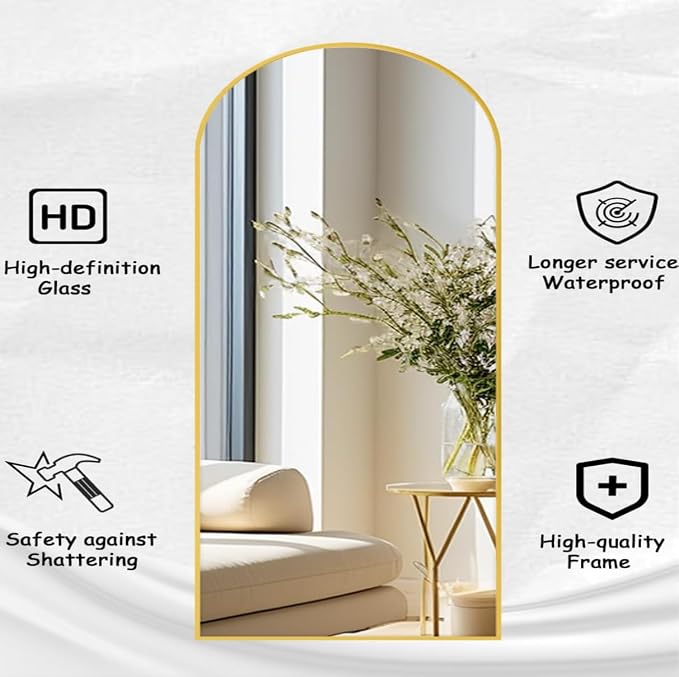 Rowjut Floor Full Length Mirror, Arched Mirrors Full Length 81"x41" - Image 8