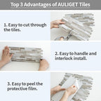 AULIGET 20 Sheets Peel and Stick Backsplash, Coffee & Brown Wood Look PVC Mixed - Image 7