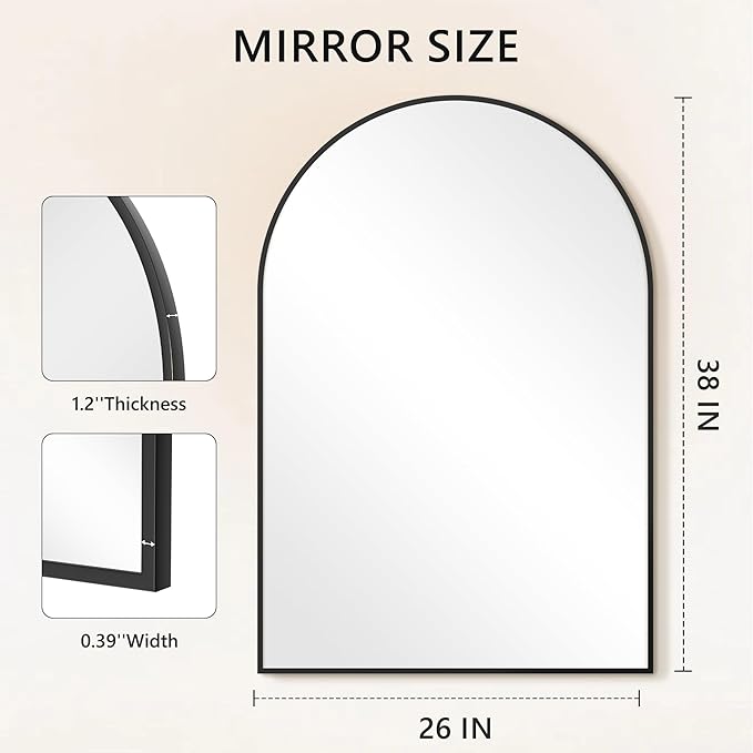 Arched Bathroom Mirror for Wall, HD Glass Over Sink for Bathroom - Image 6