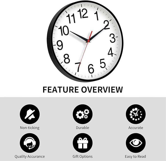 Rohioue 16 Inch Wall Clock Modern Battery Operated Silent Non Ticking Large - Image 4