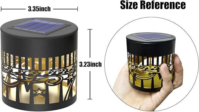 gardencave 4 Pack Solar Fence Lights Metal Solar Powered Outdoor Wall Deck - Image 5