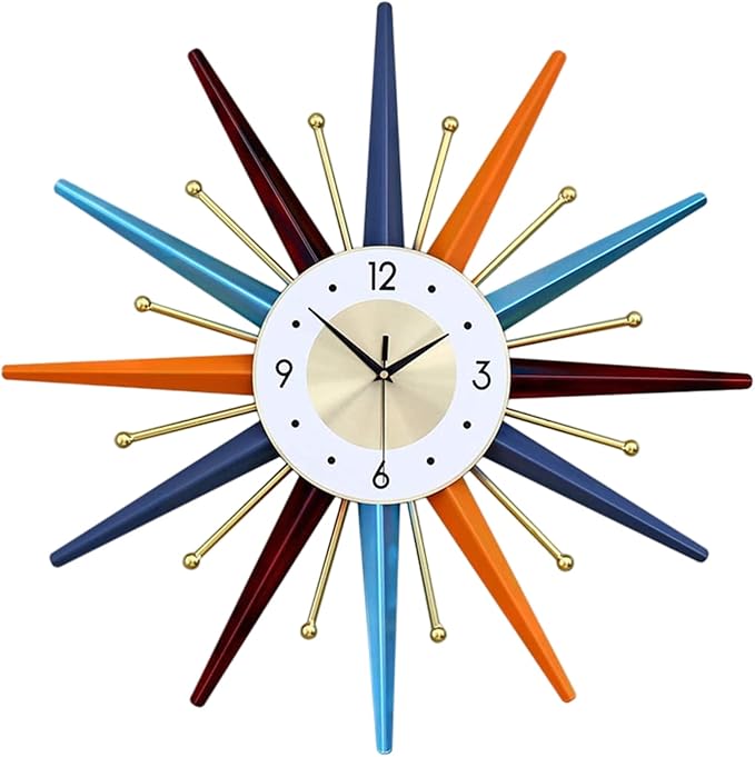 Large Wall Clock 31 Inch Modern Wall Clock Starburst Mid-Century Modern Decor by Unknown