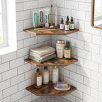 SUYU Set of 3 Floating Corner Shelves, 11.8" Rustic Wood Corner Shelf Wall - Image 2