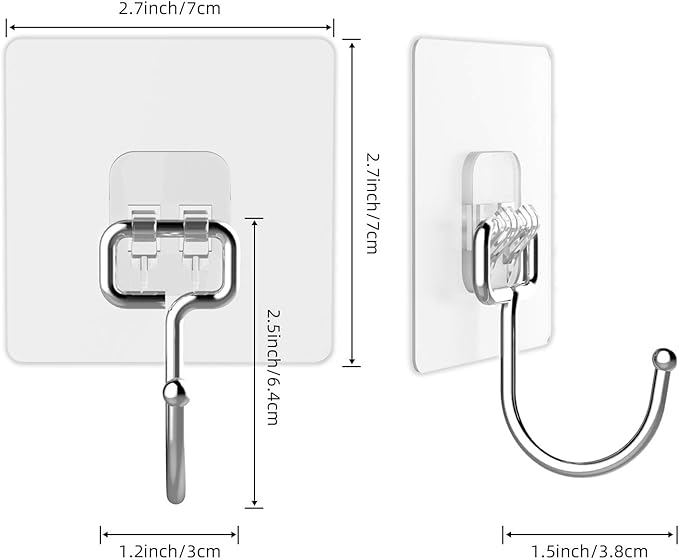 Large Adhesive Hooks for Hanging Heavy-Duty 44Ib 20 Packs, Wall Hangers without - Image 9