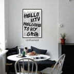 Enlaizhude Hello MTV Welcome To My Crib Quote Poster, Vintage Black White - Image 5