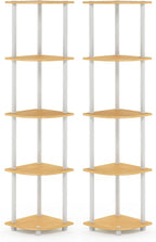 Furinno Turn-N-Tube Corner Shelf Set of 2, 5-Tier Corner Bookshelf, Open - Image 7