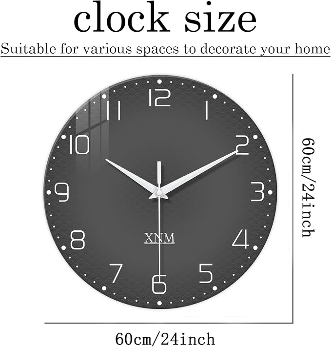 XNM Round Large Wall Clock for Living Room 24 Inch Wall Clocks Battery Operated - Image 3