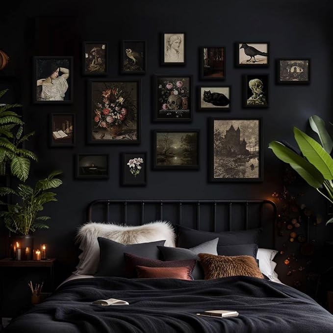 ANERZA 16 PCS Framed Dark Academia Room Decor, Gothic Home Decor, Moody Wall - Image 7