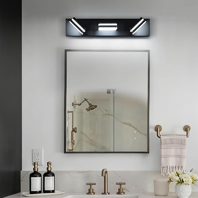 360° Rotate LED Bathroom Vanity Light Fixtures, 1300LM Acrylic Matte Black - Image 8