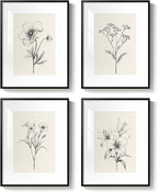 Framed Black and White Botanical Wall Art, Farmhouse Rustic Flower Artwork - Image 8