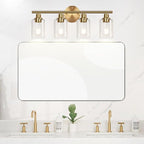 4-Light Bathroom Light Fixtures, Brushed Gold Modern Vanity Lights Over Mirror - Image 5