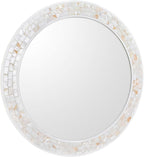 Mosaic Mirrors for Wall 30 Inch, Natural Mother of Pearl Inlay White Framed - Image 2