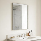 Bathroom Mirror for Wall, 36x24 Inch Metal Framed Mirror, Brushed Nickel by Ruomeng