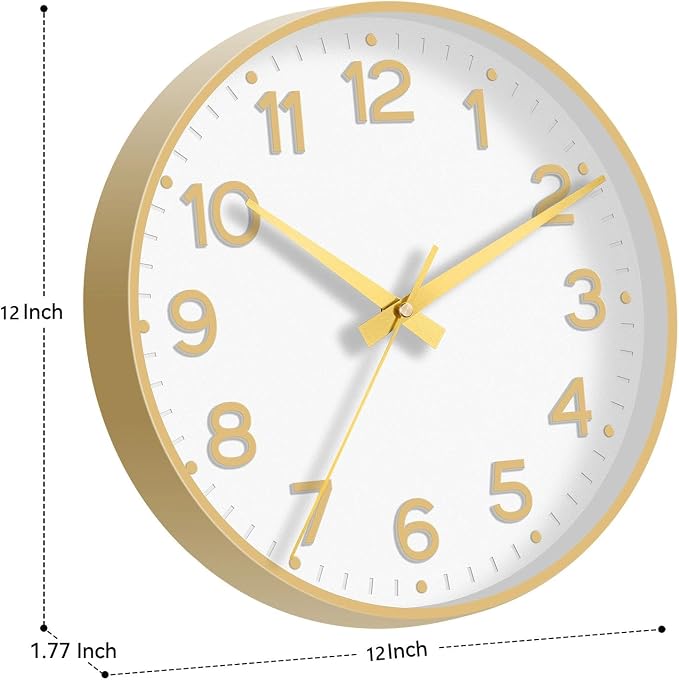Roymnie Wall Clock 12 Inch Silent Wall Clocks Battery Operated-Modern Non - Image 3