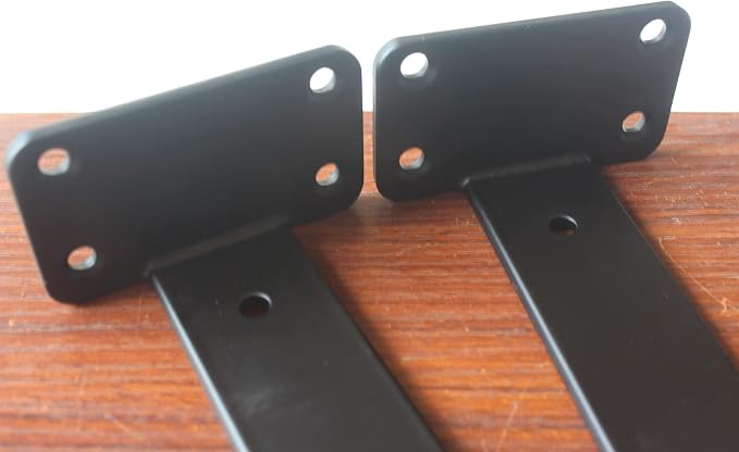 2 Pack - 8 inch Black Hidden L Shelf Bracket Iron Floating Shelf Brackets - Image 3