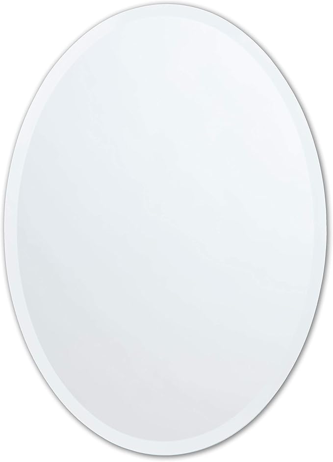 Better Bevel Frameless Oval Mirror, 23.5" x 33" Bathroom Wall Mirror w/Beveled by Better+Bevel