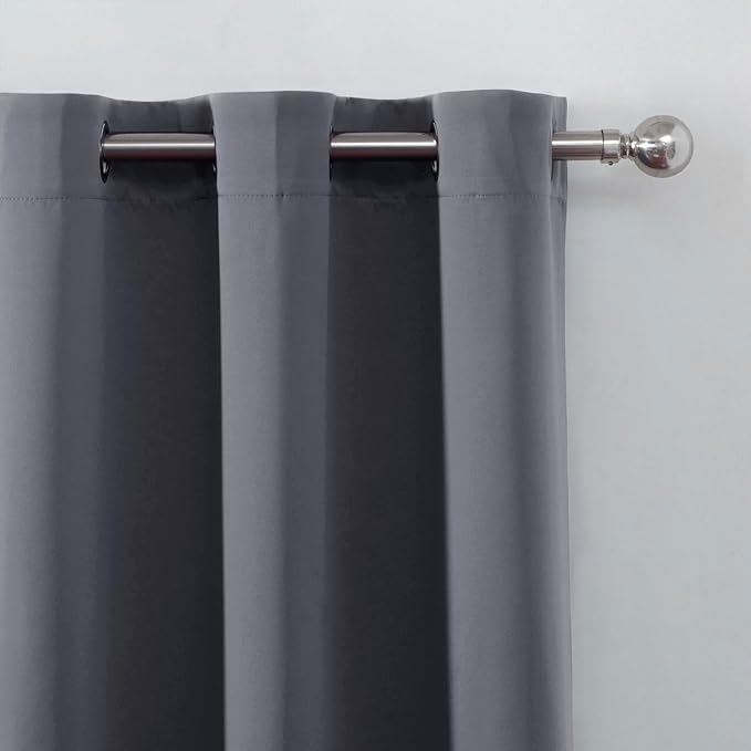 LEMOMO Blackout Curtains 52 x 90 Inch Long Grey Curtains Set of 2 Panels Room - Image 6