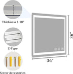 Koonmi 36"x36" LED Mirror for Bathroom, 90CRI Anti-Fog Vanity Mirror - Image 9