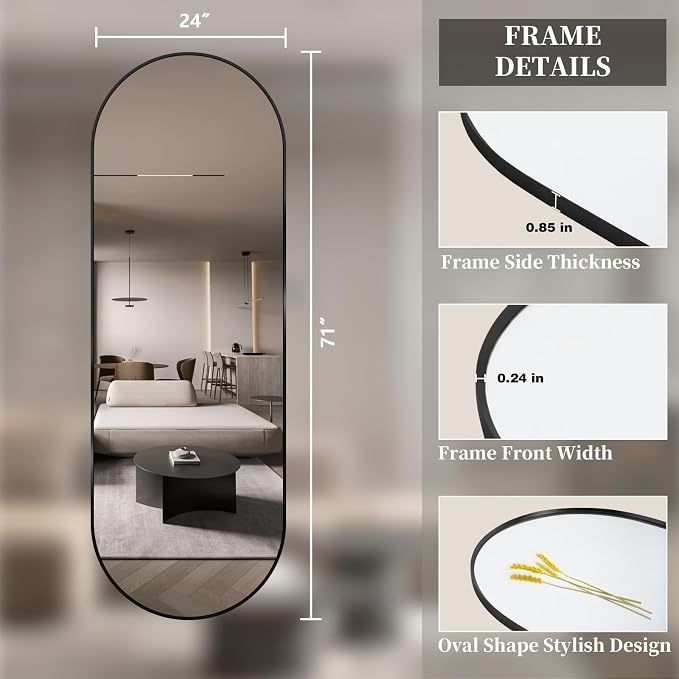 Oval Full Length Mirror, Ultra-Clear Explosion-Proof Dressing Mirror, Simple - Image 8