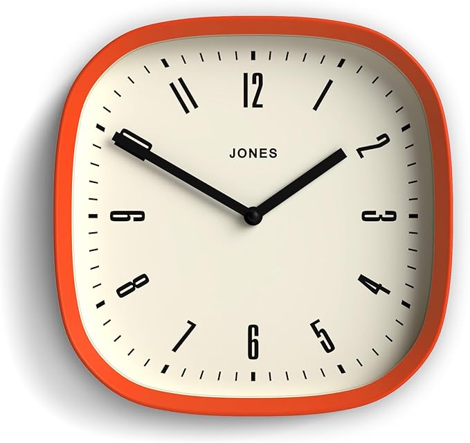 JONES CLOCKS® Marvel Wall Clock | Modern Retro Rounded Square Clock | 10 inch | by JONESCLOCKS