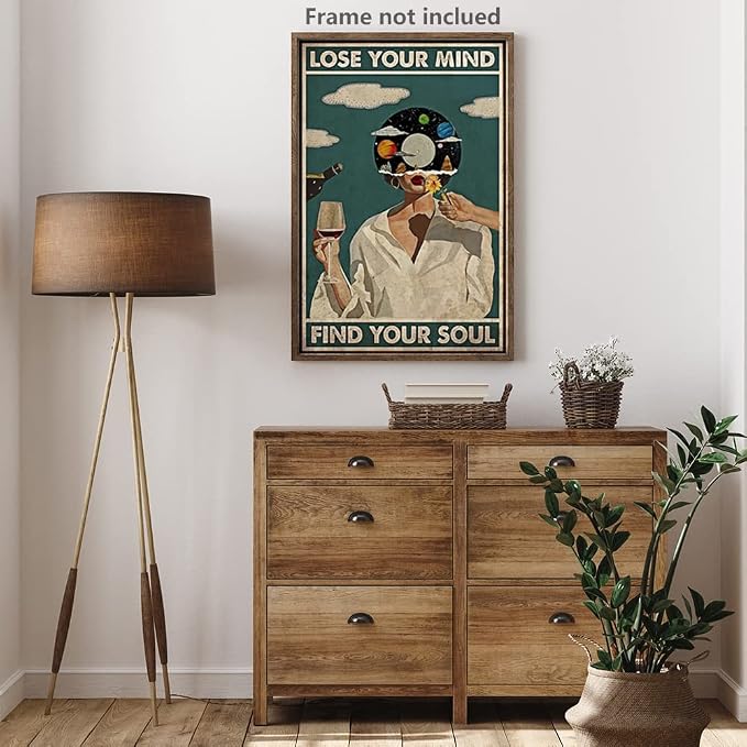 Vintage Lose Your Mind Find Your Soul Poster Mental Health Inspirational Quote - Image 3