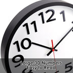 Wall Clock 12 Inch Silent Non-Ticking Big Numbers Easy to Read Wall Clocks - Image 2
