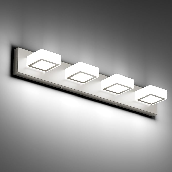 Ralbay Brushed Nickel Bathroom Vanity Lights 30inch Metal Acrylic LED Modern by RalbayLighting