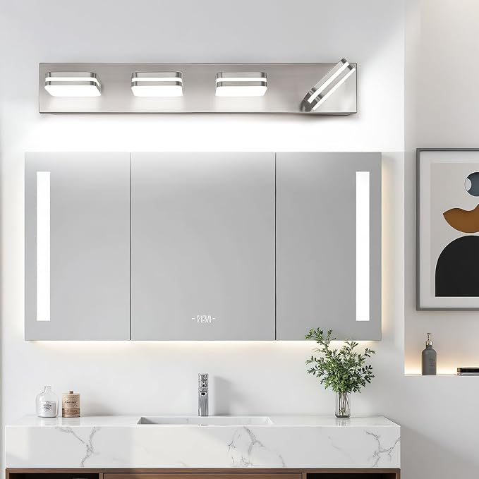 360° Rotate LED Bathroom Vanity Light Fixtures, 1600LM Acrylic Brushed Nickel - Image 8