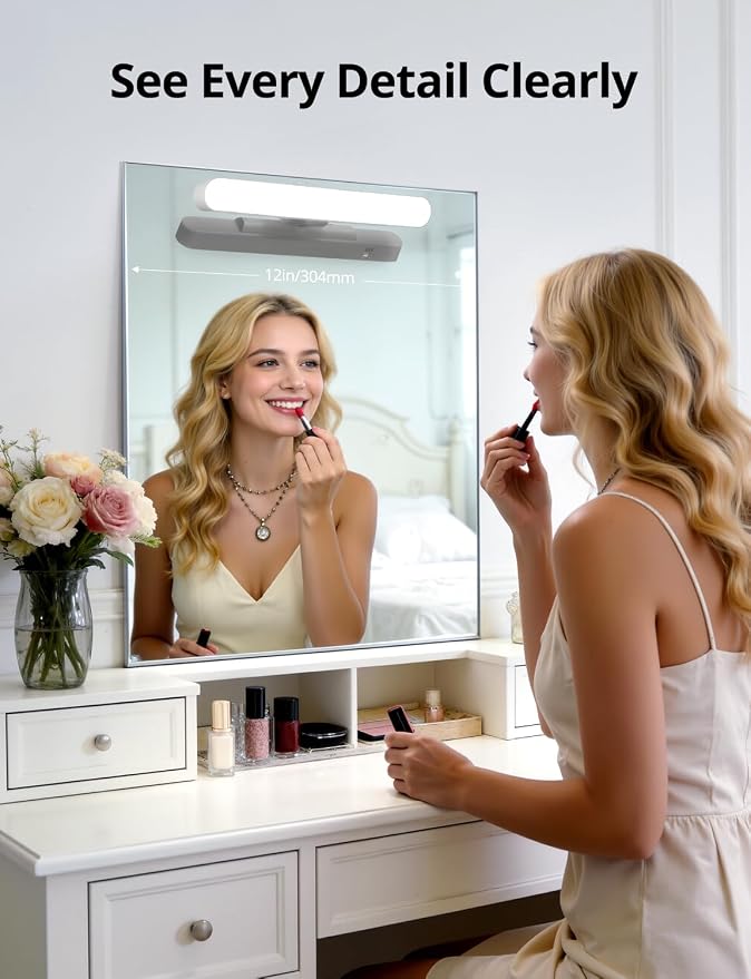 Combuh 2 Pack Battery Operated Bathroom Mirror Lights Bar - Image 5