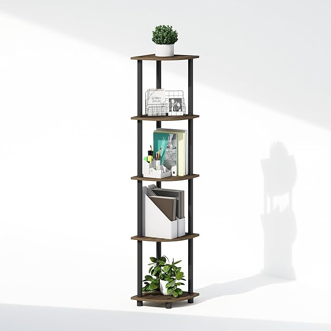 Furinno Turn-N-Tube Storage Shelves, 5-Tier Book Shelf, Corner Shelf, Toolless - Image 6