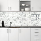 AULIGET 100-Piece White Marble Look Peel and Stick Backsplash Wall Tiles - Image 2