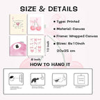 SEHSUVC Pink Coquette Y2K Lucky Wall Art Set of 4, Preppy Aesthetic Canvas - Image 3