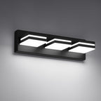 Modern LED Small Bathroom Lights Fixtures 3-Light, Metal Black Acrylic Wall by JZEKVN