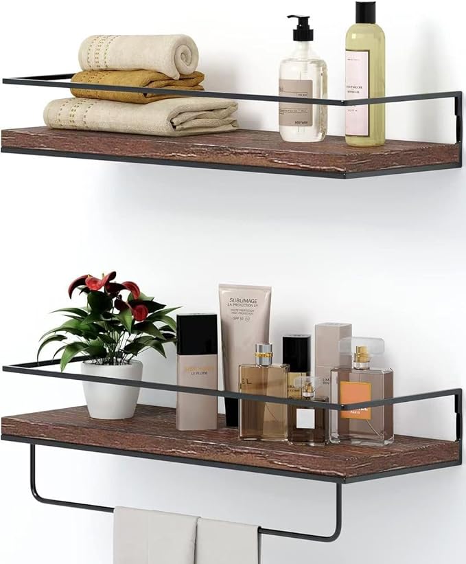 Shario Rustic Wood Floating Shelves by Shario