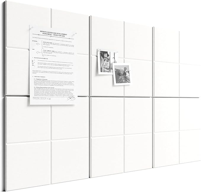 Bumusty Large Felt Bulletin Board, 30 Push Pins, 40 Adhesive Tabs, Milky White by BUMUSTY