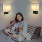 CADUKE Bedside Wall Lamp Set of 2, Plug in Wall Sconce - Image 6
