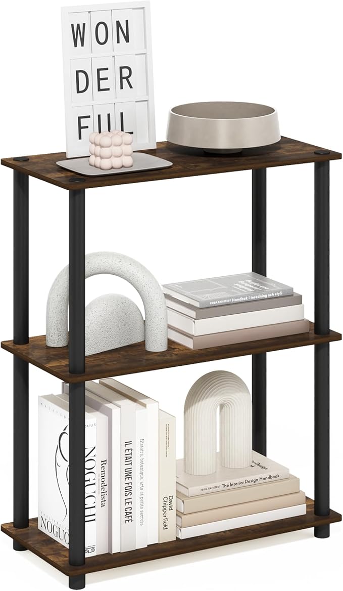 Furinno Turn-N-Tube Storage Shelves, 3-Tier Book Shelf, Corner Shelf, Toolless by Furinno-FitsYourSpaceFitsYourBudget