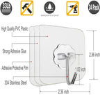 Jwxstore 24 Pack Self Adhesive Hooks Heavy Duty - 33lb Max - Image 2