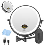 FUNTOUCH 20X/3X Rechargeable Wall Mounted Makeup Vanity Mirror by FUNTOUCH