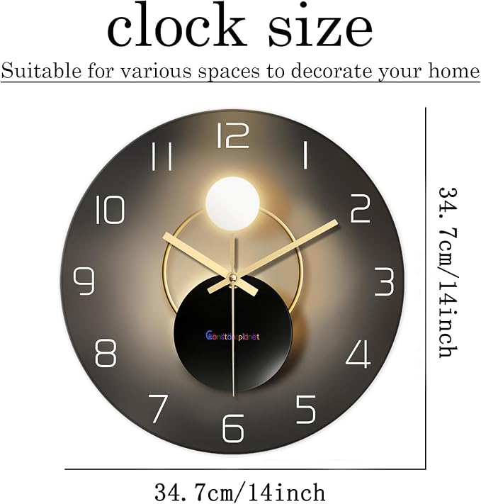 14 Inch Black and Gold Wall Clock - Image 5