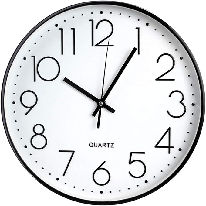 Tosnail 12 Inch Large Non Ticking Wall Clock, Round Silent Battery Operated by Tosnail
