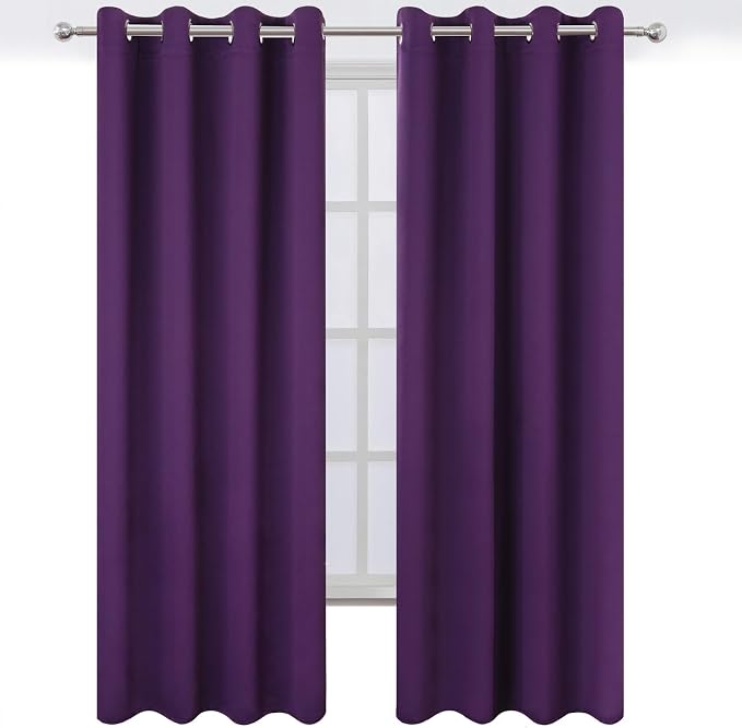 LEMOMO Blackout Curtains 52 x 120 Inch Long Purple Curtains Set of 2 Panels - Image 2