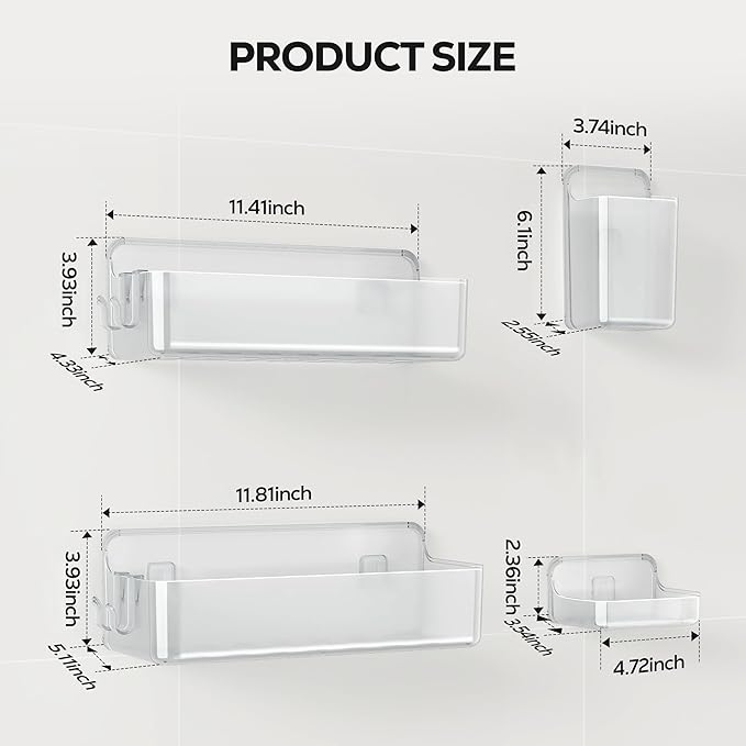 Nieifi Adhesive Wall Shelf, Shower Shelves, Shower Organizer - Image 2
