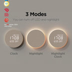 mooas Full Moon LED Silent Wooden Digital Wall Clock - Image 3