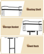 Aetyord Towel Racks for Bathroom 31inch Wall Mounted Towel Rack, Floating Shelf - Image 3