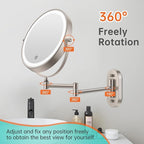 5000mAh Rechargeable Wall Mounted Lighted Makeup Vanity Mirror, Double Sided 1X - Image 6