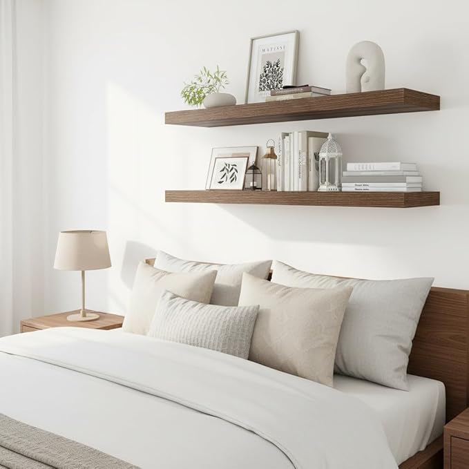 Vivelove Wide Floating Shelves for Wall 12 Inch Deep, 2 Inch Thick Shelf for - Image 5