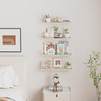 Amaoot Floating Shelves for Wall Set of 4, Different Sizes Mounted Wood - Image 3