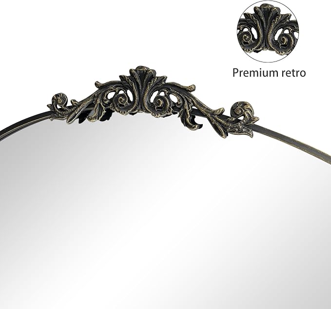 HQiJun Black Vintage Wall Mirror Window Decorative Traditional Mirrors Antique - Image 5
